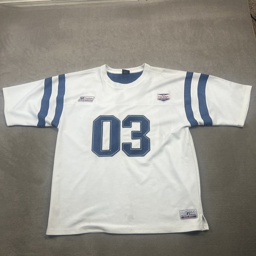 Galaxy by Harvic Football Jersey Mens 3XL White Blue 03 Applique Cotton Y2K